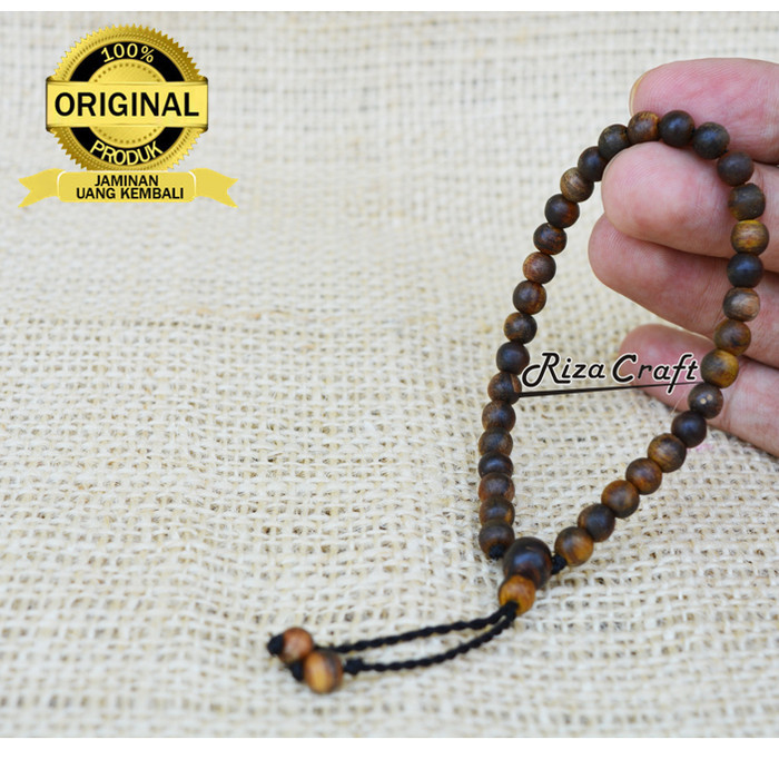 Gelang Tasbih Kayu Gaharu Wangi Asli Kalimantan Motif Zebra Hitam