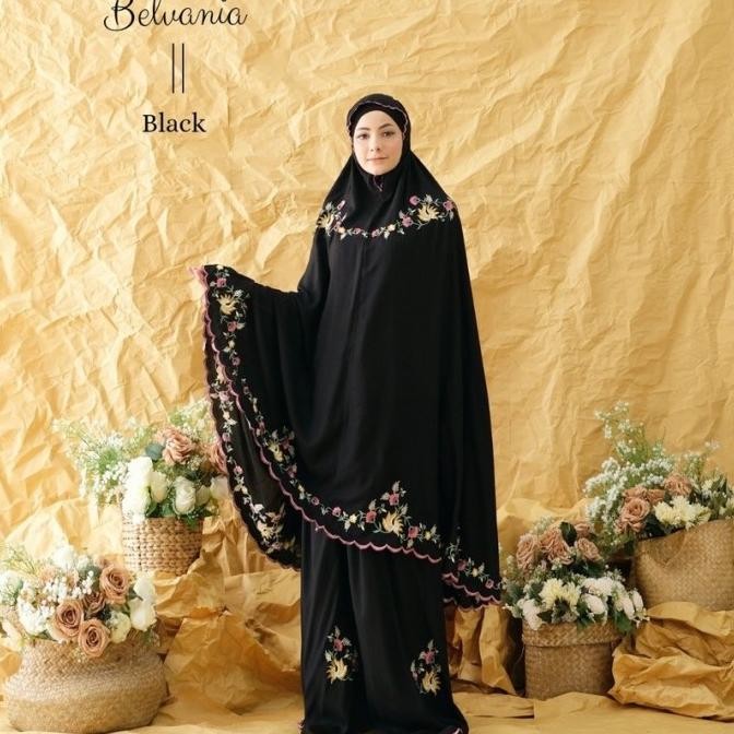 Mukena dewasa bordir rayon premium, mukena hitam navy (PMI) Terlaris