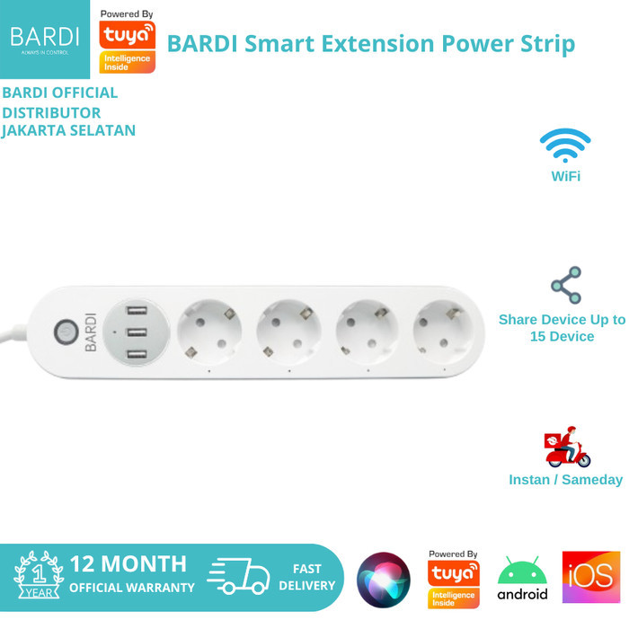 Bardi Smart Power Strip Extension Steker Stop Kontak Socket Plug Wifi