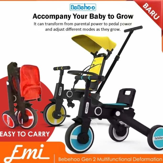 Terbaru Sepeda Bebehoo 3 In 1 Baby Stroller Tricycle Bebehoo New Generation