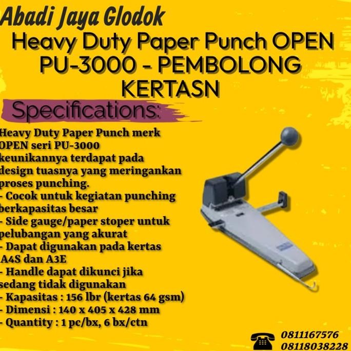 

Terlaris Heavy Duty Paper Punch OPEN PU-3000 - PEMBOLONG KERTAS SALE