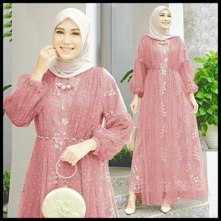Terlaris Gamis Salina Tile Mutiara Busui Dress Dengan Tangan Wudhu Friendly Dan Aksesoris Mutiara Di