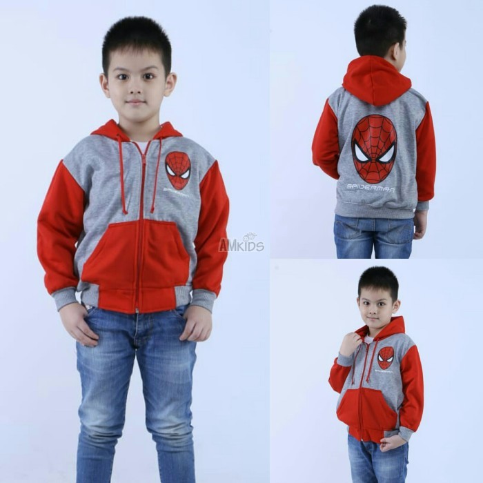 JAKET HOODIE ANAK/JAKET KARAKTER ANAK SPIDERMAN/JAKET SUPERHERO