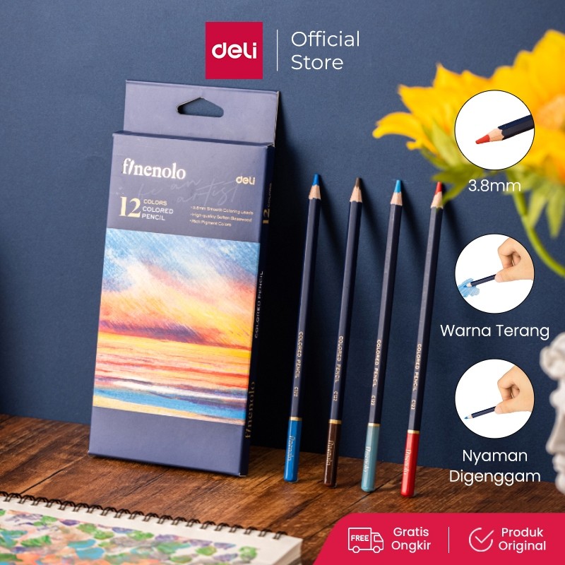 

Finenolo Pensil Warna Premium / Colored Pencil 3.8mm Lead Warna Sangat Terang EC131