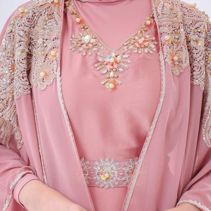 Elkaftan - Safwa Abaya Outer Set (Gamis Umroh Haji Set Turban Belt Dan Manset) Dress Turki Arab Musl