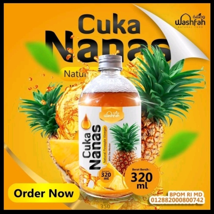 

ORIGINAL Cuka Nanas Washfah 320 ml Natural Pineaple Vinegar With The Mother PREMIUM