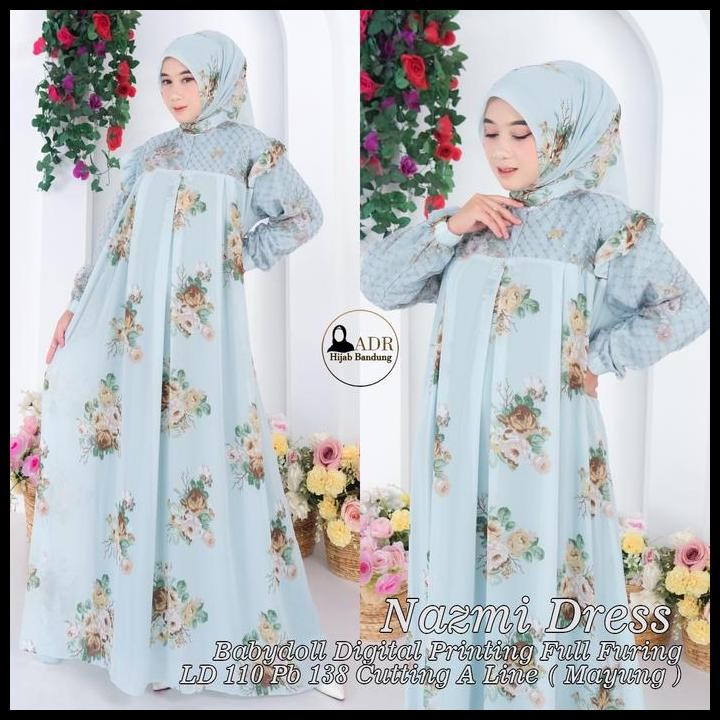 Terlaris Gamis Anjani 1 Dress Ceruty Print Busui Dan Wudhu Friendly Free Kerudung Segiempat Good Qua