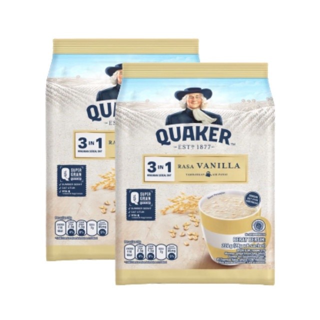 

Quaker 3in1 Vanilla Minuman Sereal Oat 224gr (24gr x 8 sachet) x2