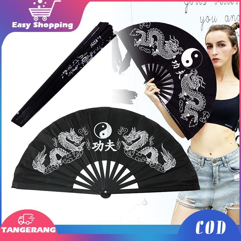 COD Kipas Tangan Lipat Kungfu Lipat Kipas Kungfu Jumbo Kipas Silat Untuk Pertunjukan Tari Kipas Nari
