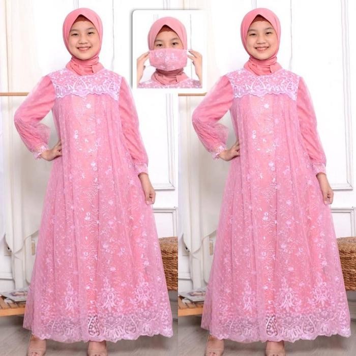 Maxi Liana Abg Gamis Pesta Anak Perempuan/Baju Kondangan Dress Anak Perempuan/Fashion Muslim Mutiara