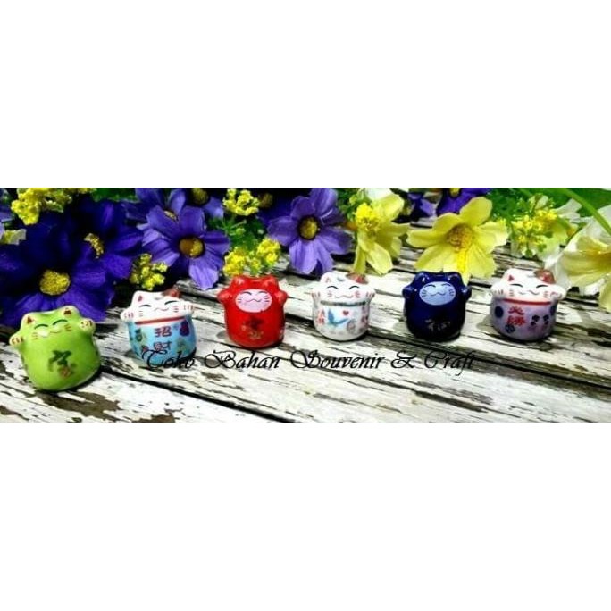 

populer] bead keramik model lucky cat - set isi 6 mix warna