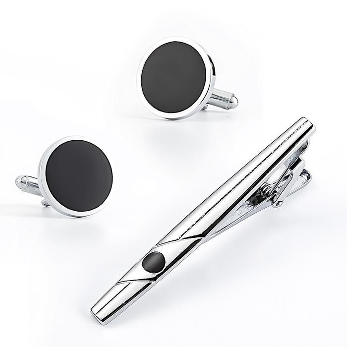 Cufflink Set Gift Premium Mewah Elegant 2pc Cufflink 1 Jepit Dasi Dan Kotak