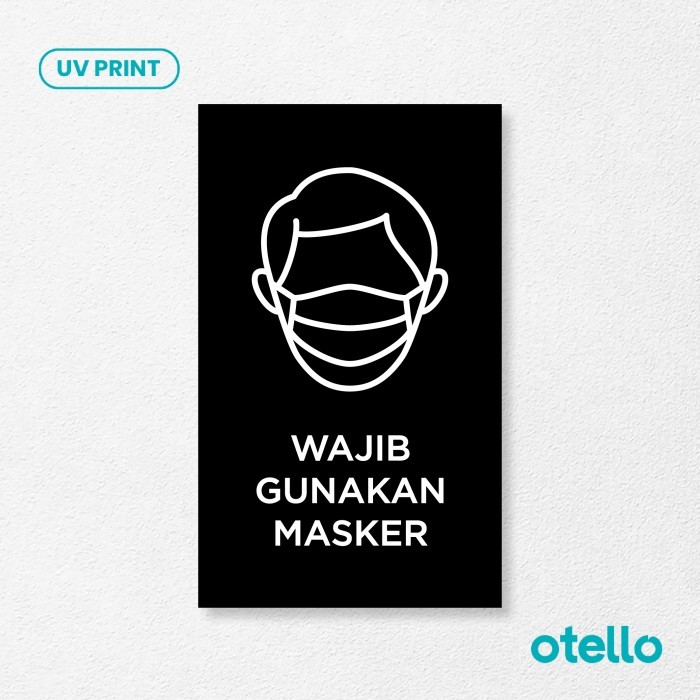 Sign Papan Wajib Gunakan Masker | Label Akrilik Tempel Pakai Masker