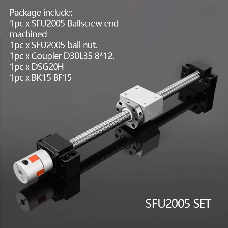 HWG C5 Ball screw nut SFU2005 set precision screw pair combination bearing steel cnc 3d printer Ball