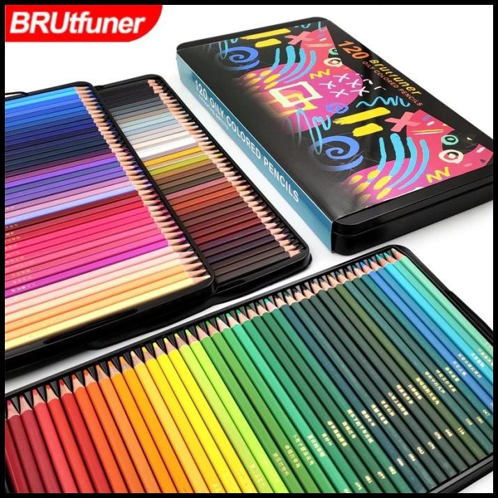 

Brutfuner 120 colors Professional Oil Color Square Pencils Set TinBox