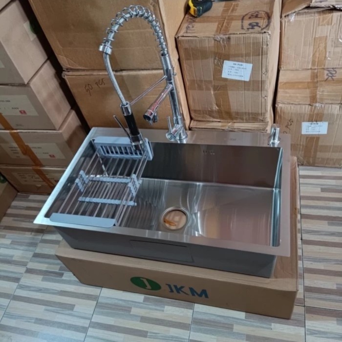 Paket Kitchen Sink Stainless 8050 Sink 1 Lubang Besar + Kran Pantry