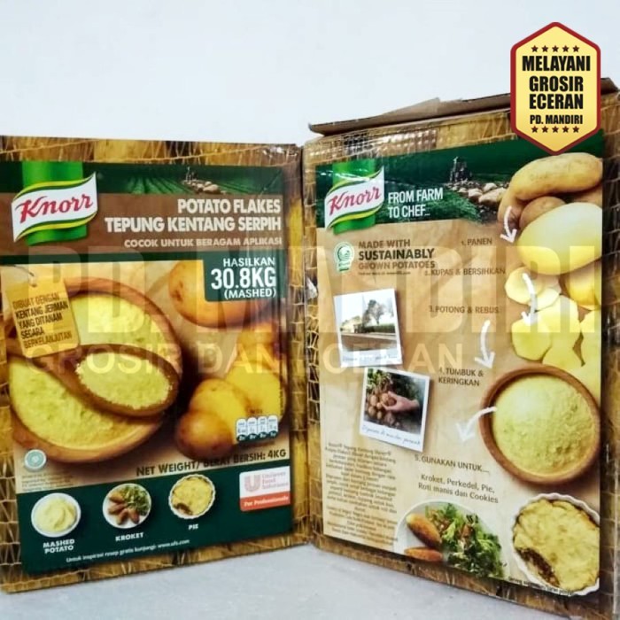 

BARANG TERLARIS KNORR POTATO FLAKES 4Kg / Tepung Kentang Knorr