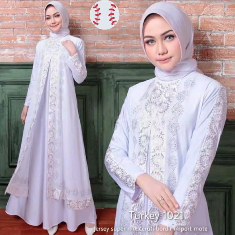 MUSLIM - Realpict abaya turkey putih N-1021//abaya umroh TERLARIS