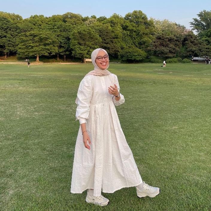 MUSLIM - RHAE Rania Cotton Dress Ivory - Abaya Gamis Wanita Umrah TERLARIS