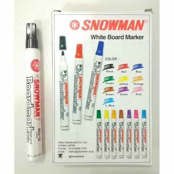 

spidol snowman white board hitam isi 12 pcs