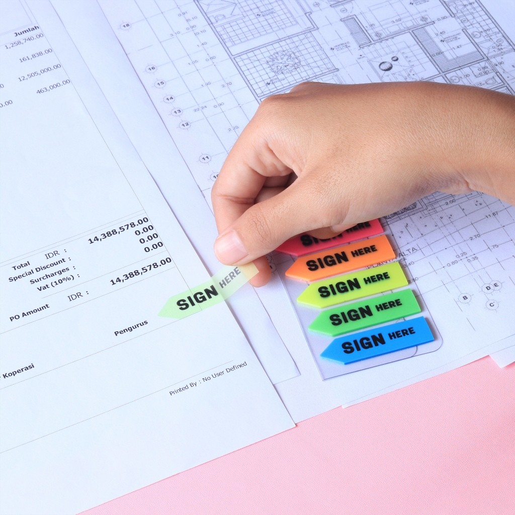 

[Pelangi Stationery] BANTEX Index Tabs Plastik Sign Here 45x12 dan 45x25mm