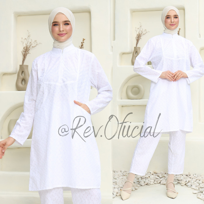 SETELAN CELANA TUNIK / BAJU IHROM WANITA / PERLENGKAPAN UMROH WANITA
