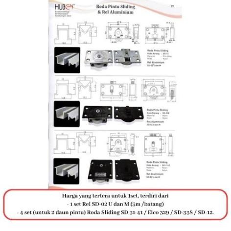 *****] PAKET Rel dan Roda Pintu Lemari Sliding ELCO 329 FULL