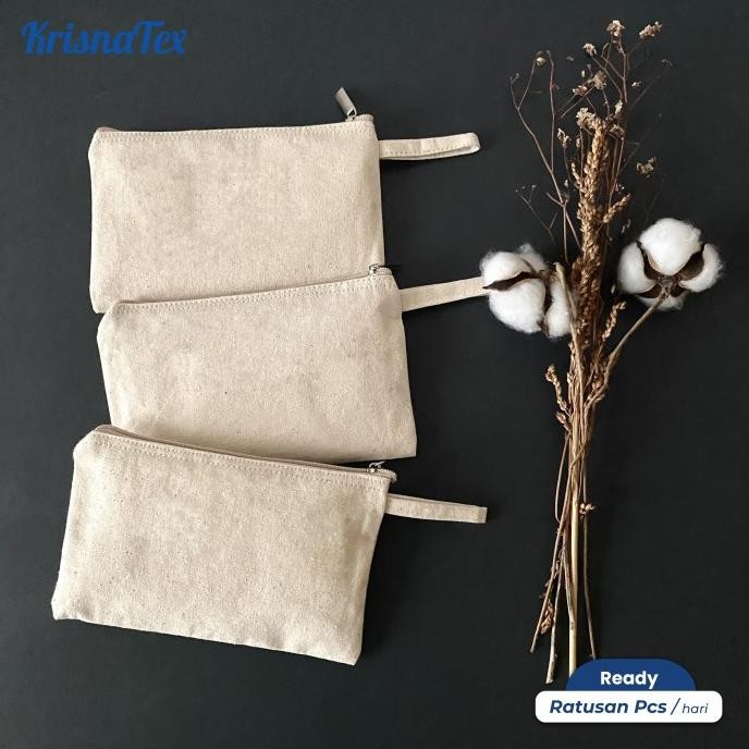 

Krisnatex Pouch Zipper Tali Kanvas Natural - Dompet Tempat Pensil