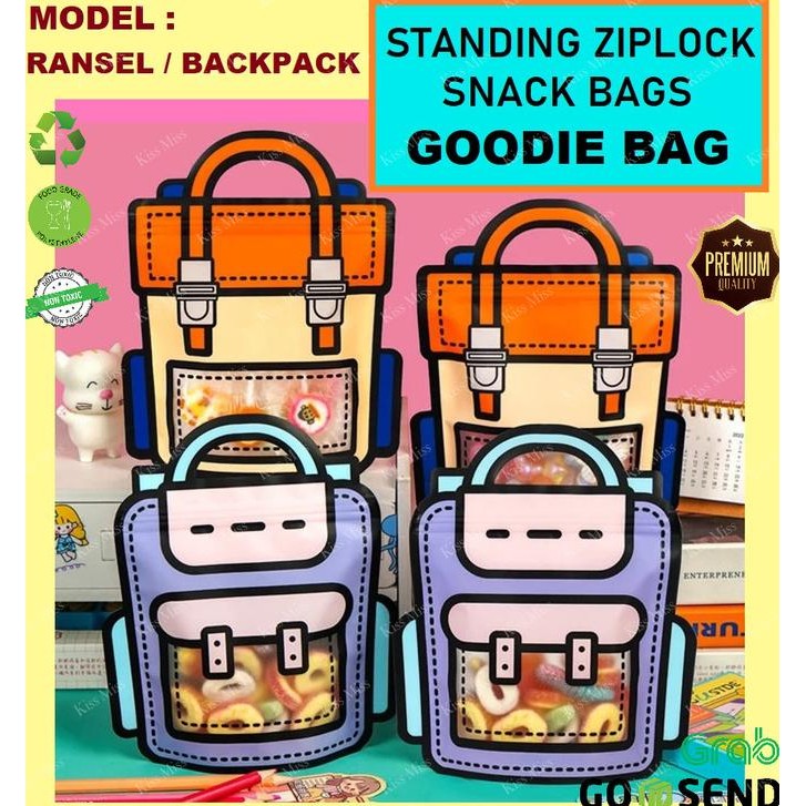 

Produk Terbaik] RANSEL - BACKPACK - Standing ziplock snack bags - goodie bag - ultah - ulang tahun - hampers - lucu