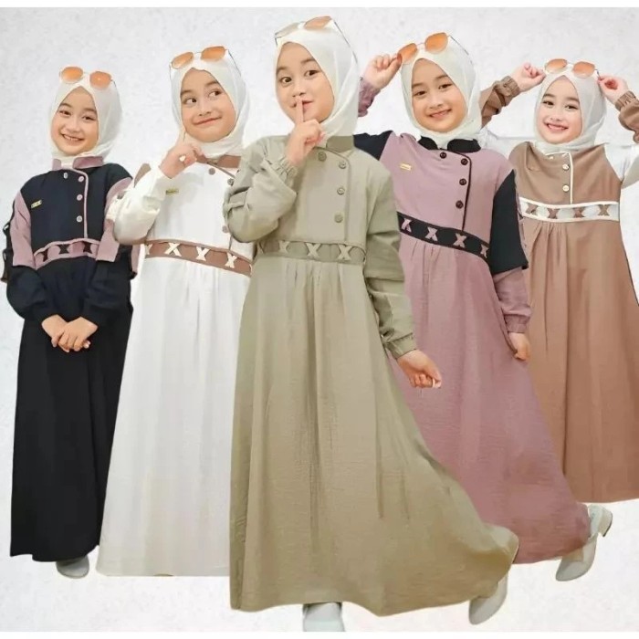 NAURA GAMIS NEW ARRIVAL CRINKLE GAMIS ANAK PEREMPUAN 7 - 12 TAHUN