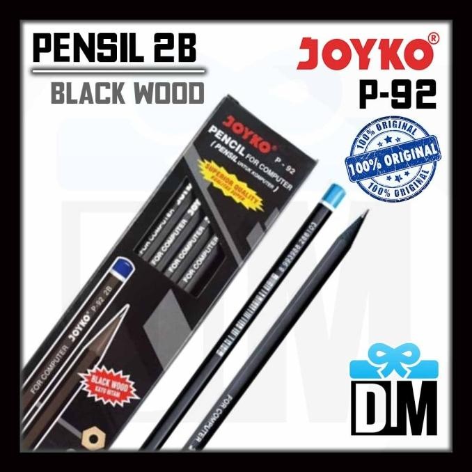 

monggo] Pensil 2B Black Wood Kokoh Anti Patah Pencil Computer Joyko P 92