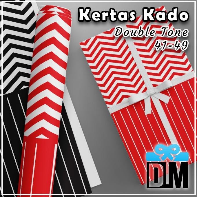 

`````````] Kertas Kado Bungkus Kemasan Kado DOUBLE TONE kombinasi 2 motif garis