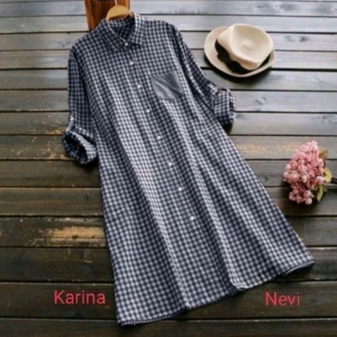 TUNIK KATUN MOTIF KOTAK KOTAK SIZE SETANDAR SAMPAI JUMBO ALEXA TERBARU REMAJA KEKINIAN BAJU FASHION