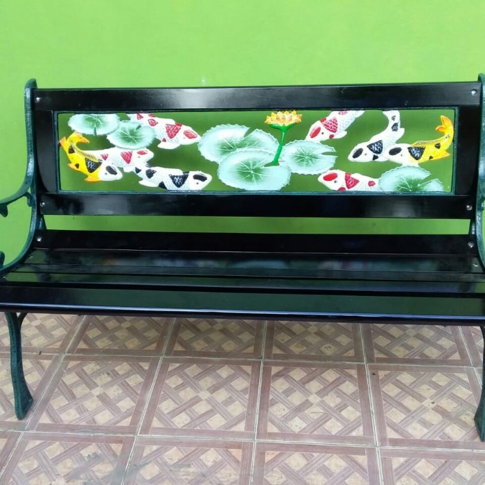 kursi taman besi cor motif