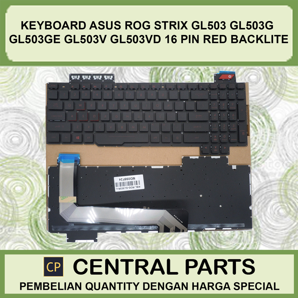 Keyboard Laptop Asus Rog Strix gl503 gl503g gl503ge gl503v gl503vd 16 Pin Red Backlite