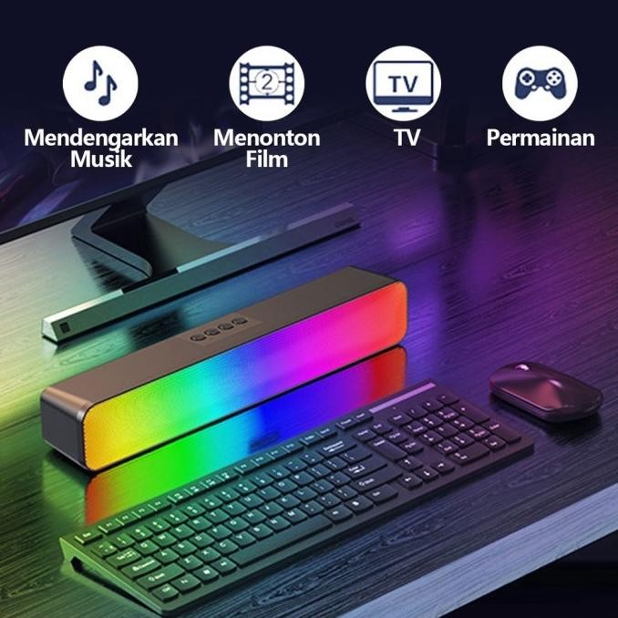 JOVITECH SPEAKER BLUETOOTH SOUNDBAR RGB 5 COLORS LED LIGHT COMPUTER TV BASS PHONE TF MULTIFUNCTION 5