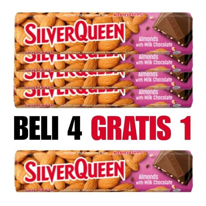 

SilverQueen Beli 4 Gratis 1 Milk Chocolate Almond 58 g Berkualitas
