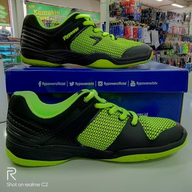Sale Sepatu Sapatu Badminton Bulutangkis Anak Flypower Plaosan 6 Hijau Ori