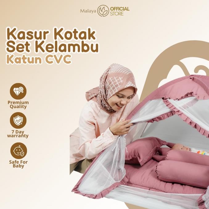 KASUR BAYI KOTAK SET KELAMBU TENDA / ALAS TIDUR BAYI SET KELAMBU TENDA