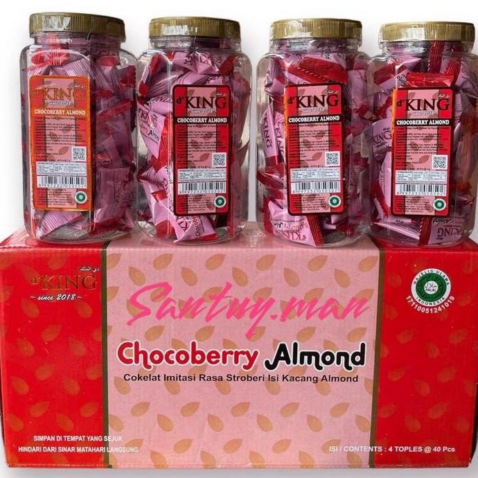 

1 kardus pingki Chocoberry isi Kacang almond isi 4 toples Berkualitas