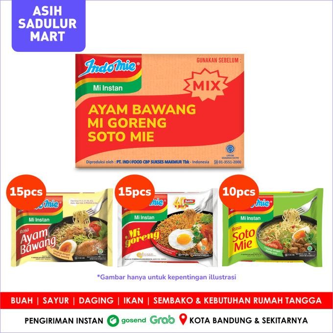

INDOMIE MIX 1 DUS MIE AYAM BAWANG | MI GORENG | SOTO (40 BKS) BANDUNG ORIGINAL