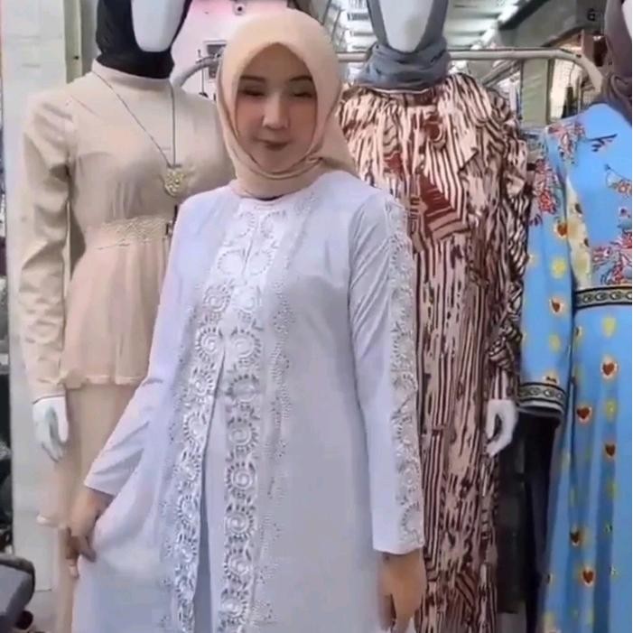 Terlaris Abaya Turkey Khusus Putih Bordir Kipas Gamis Muslim Wanita Turki Mewah Lembut