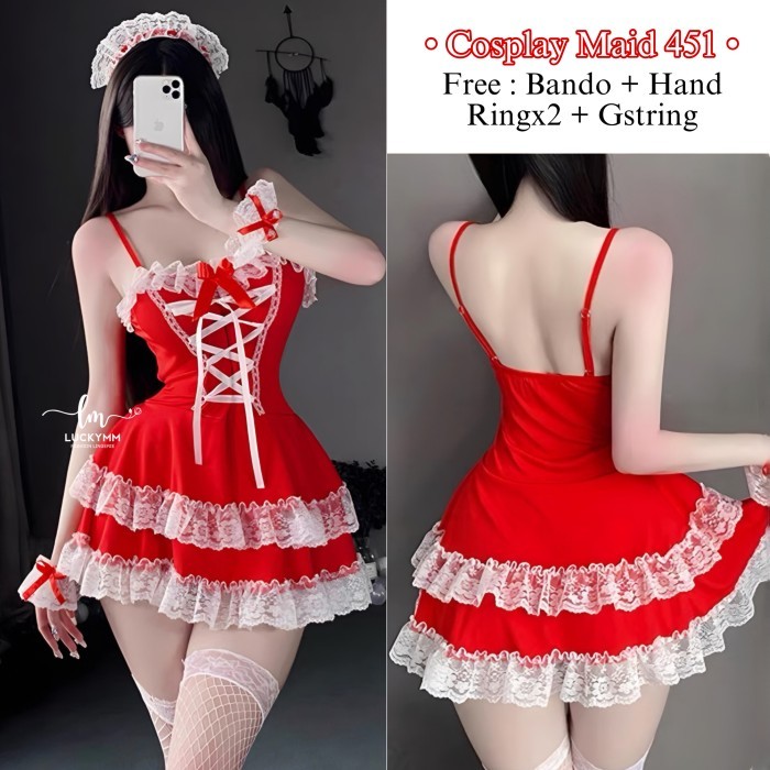 Luckymm - Baju Wanita Cosplay Maid / Babydoll Dress Wanita Kostume Pelayan / Cosplay 451