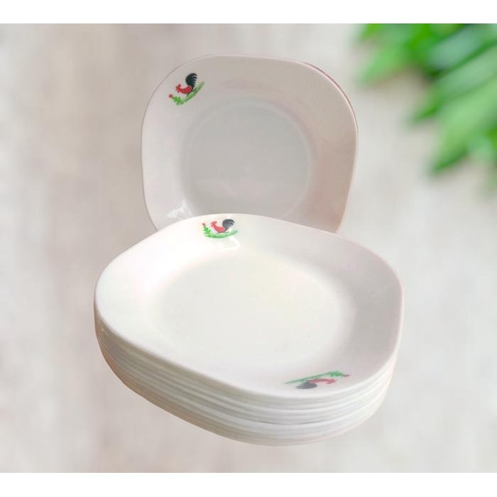 1 Lusin Piring Makan 9.Inc Warna Putih Plastik Ware Food Grade Anti Pecah