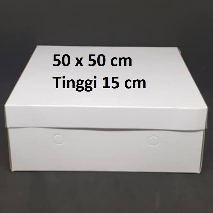 Kotak Dus Kue 50 x 50 Tinggi 15 cm Wadah Roti Cake Tebal 50cm Putih