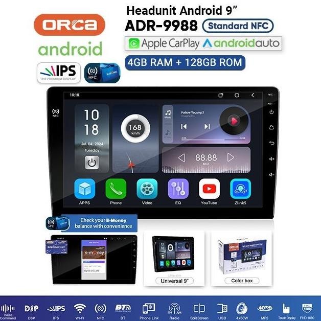 * Head Unit Android Orca Nfc Standard Series Adr-9988 *