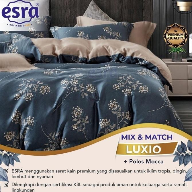 Terlaris Bed Cover Set + Sprei Esra Motif Bunga Luxio180X200 160X200 120X200 Ready Stok