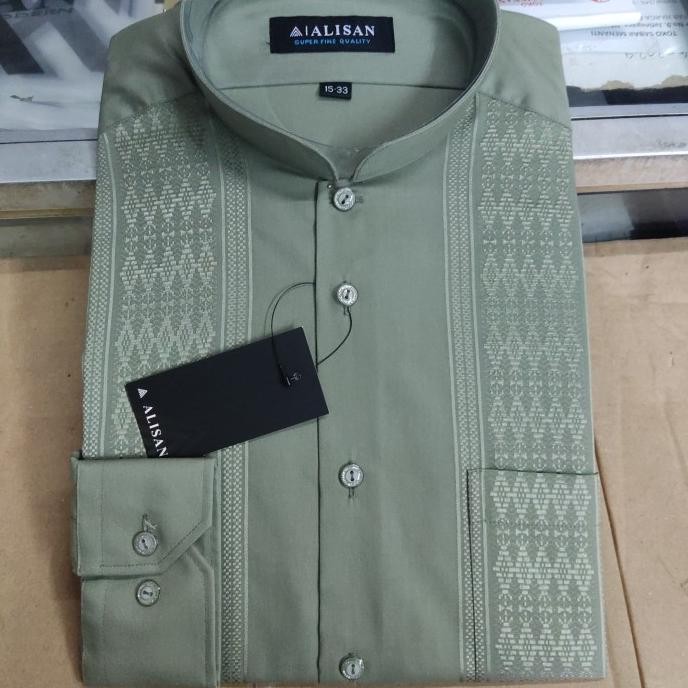 || PROMO  ~`~ baju koko lengan panjang pria Alisan ||~~~