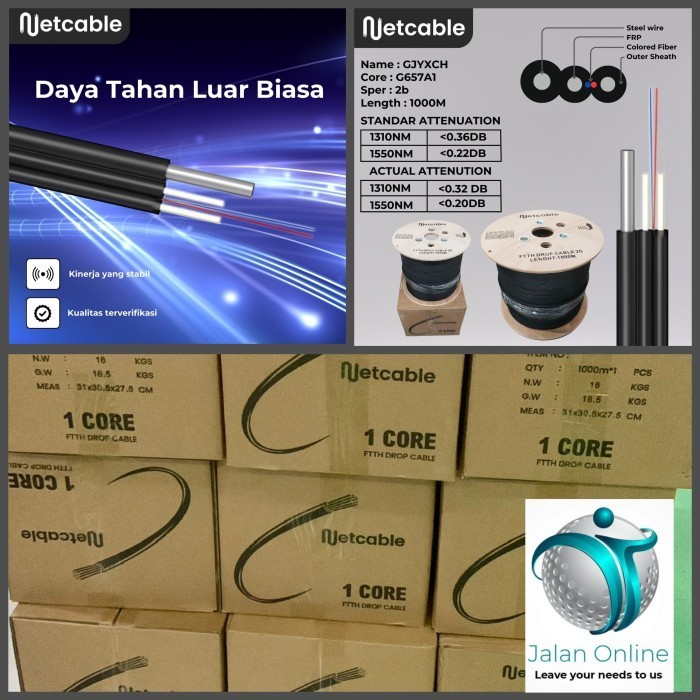 Dropcore 4 core 3 seling ftth dropcore 4core 3seling 1km Netcable