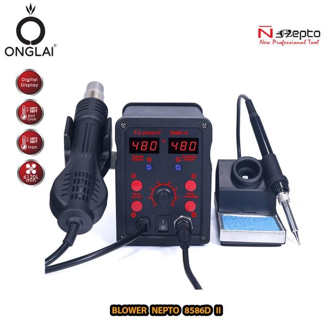 HOT GUN Nepto 8586D II Blower Solder Station Hot Air Gun Rework 2 IN 1 Blower Solder Uap SMD Rework 